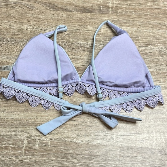 Skinny Dip by Melissa Lavender Lace Trim Triangle Bikini Top Padded Cup Size M - Picture 3 of 8